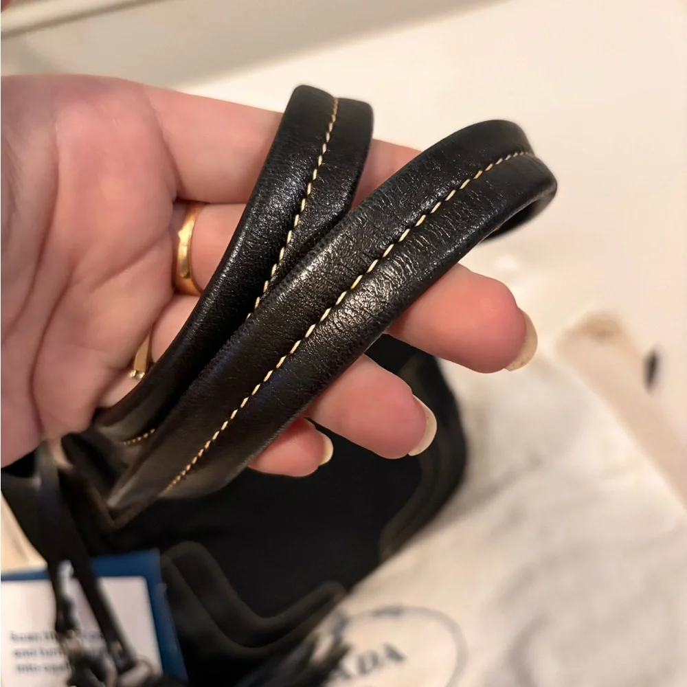 PRADA Black Leather & Nylon Mini Tassle Bag W/ COA & Dustbag LIKE NEW! - Picture 12 of 16